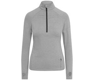 JUST COOL JC035 - T-shirt de sport femme col zippé Silver Grey