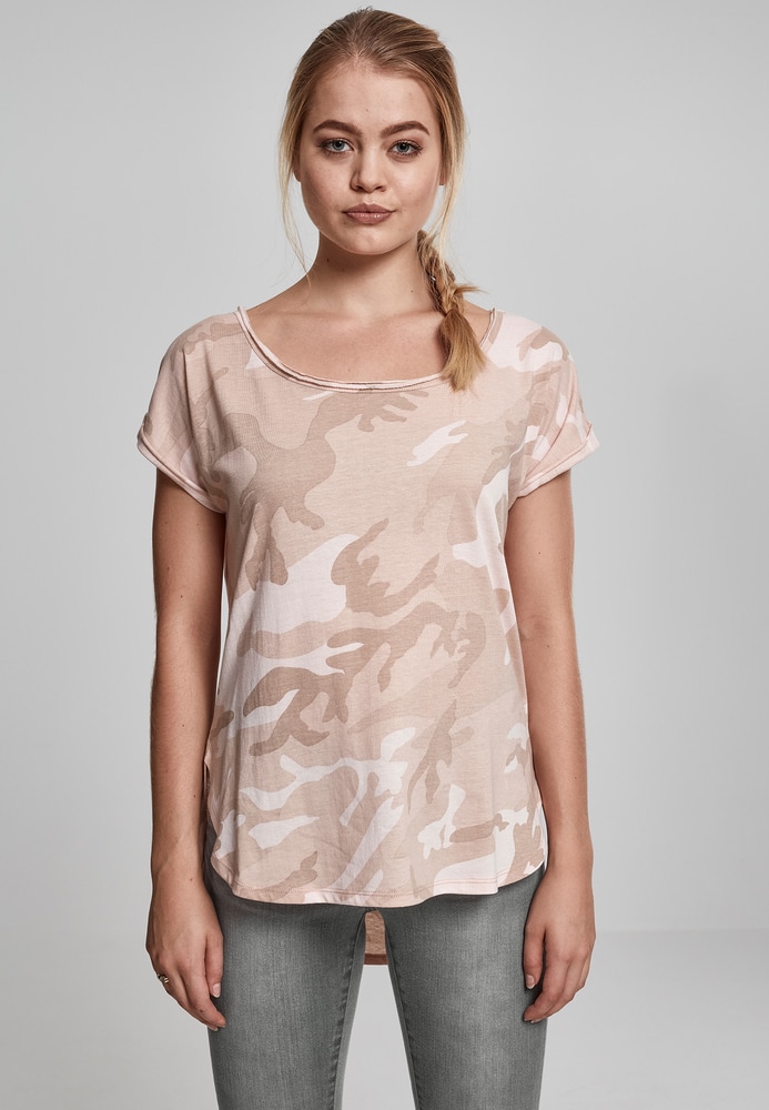 Urban Classics TB1635C - T-shirt coupe ajustée pour dames dos camouflage