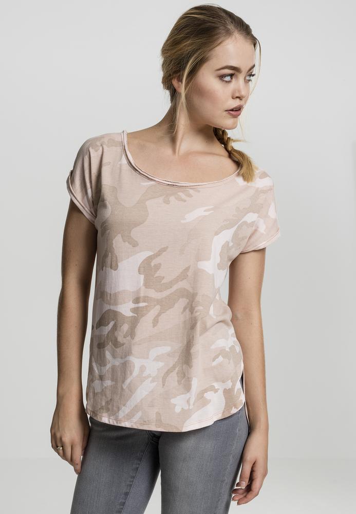 Urban Classics TB1635C - T-shirt coupe ajustée pour dames dos camouflage