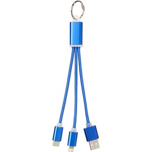 PF Concept 134961 - Câble de chargement 3-en-1 avec porte-clés Metal Royal Blue