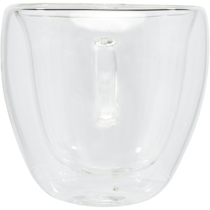 Seasons 113314 - Tasse Manti 2 pièces en verre à double paroi de 100 ml avec sous-verre en bambou  Transparent