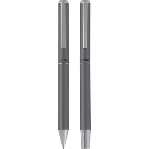 Luxe 107838 - Ensemble-cadeau stylo bille et stylo roller Lucetto en aluminium recyclé Gris