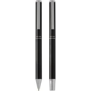 Luxe 107838 - Ensemble-cadeau stylo bille et stylo roller Lucetto en aluminium recyclé Solid Black